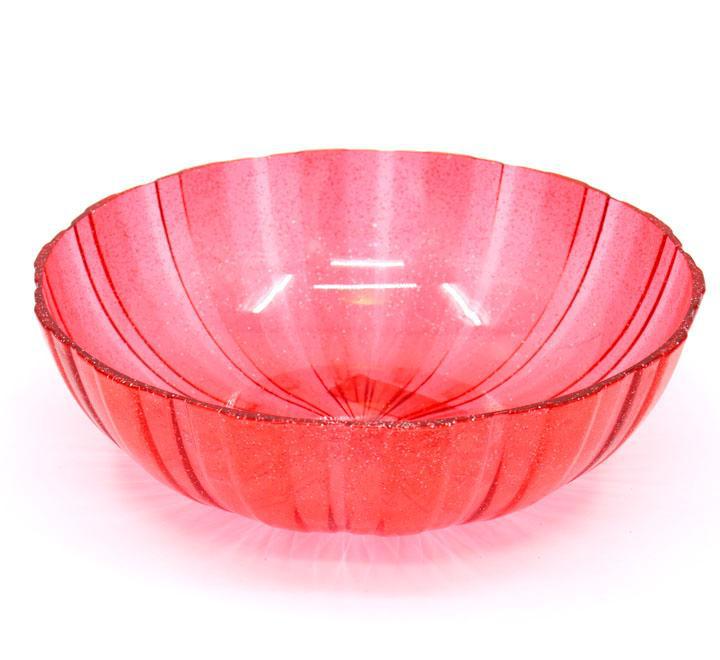 Big Size Red Transparent Plastic Salad Bowl