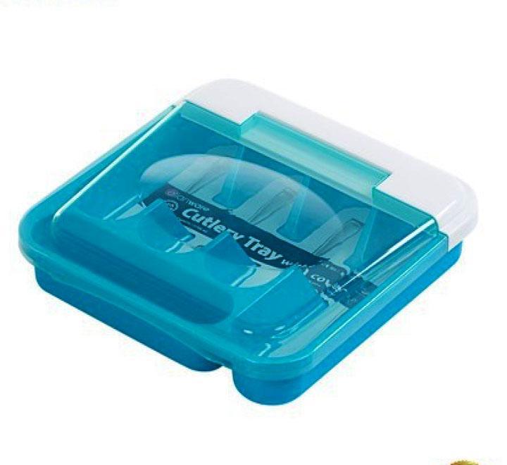 Elianware Cutlery Tray with Cover - Blue