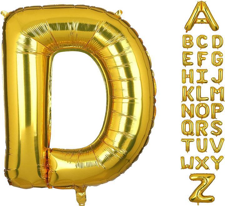 Large Gold Letter D Foil Balloon