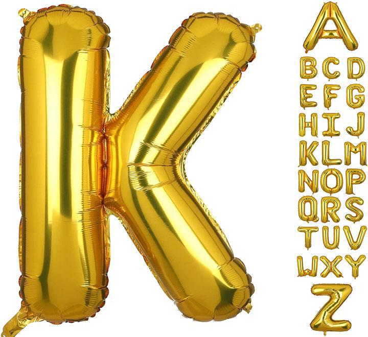 Large Gold Letter K Foil Balloon