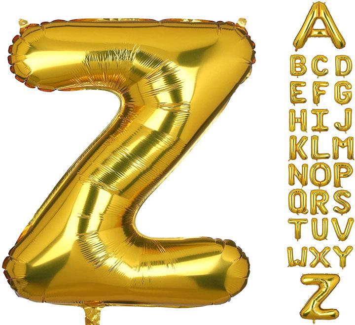 Large Gold Letter Z Foil Balloon