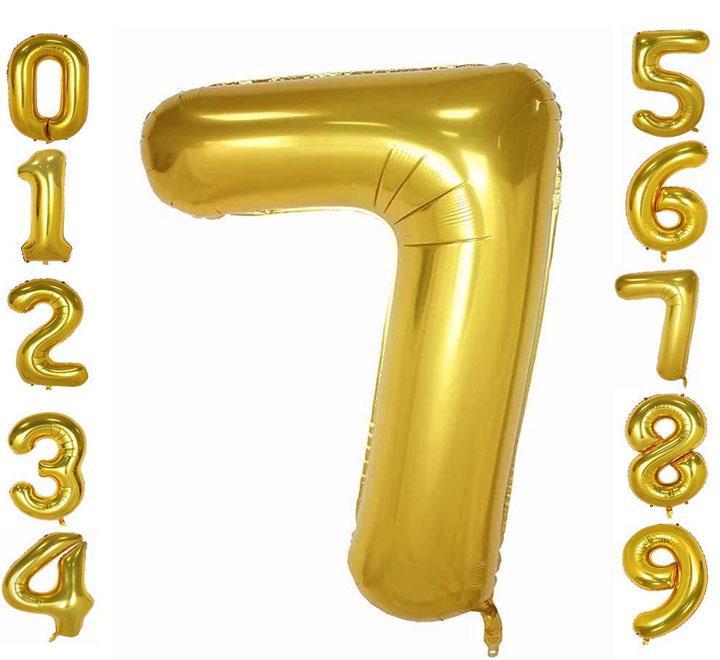 Large Gold Number #7 Foil Balloon