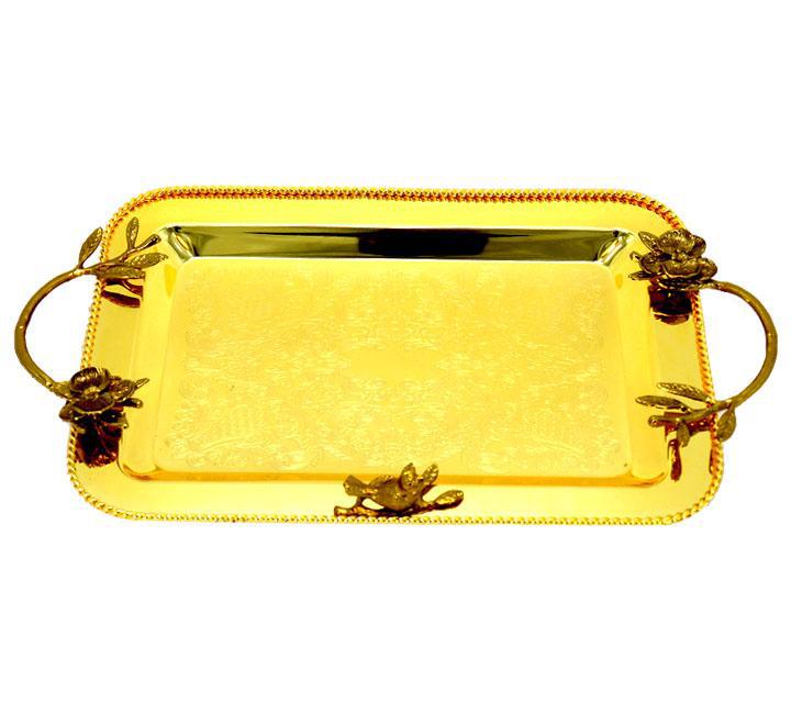 Stainless Steel Rectangle Serving Tray Gold